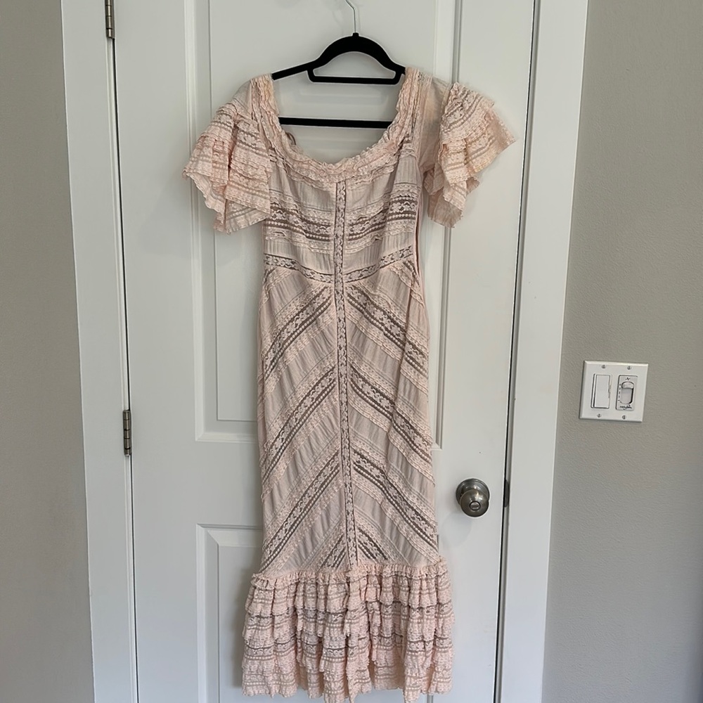 Cinq à Sept off the shoulder blush dress size 12